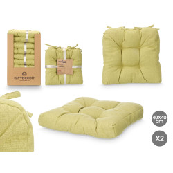 SET 2 COUSSINS DE CHAISE VERT 40X40CM