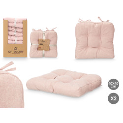 SET 2 COUSSINS DE CHAISE ROSE 40X40CM