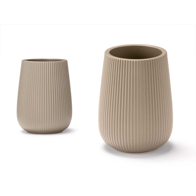 PORTASPAZZOLINI A RIGHE BOMBATO BEIGE