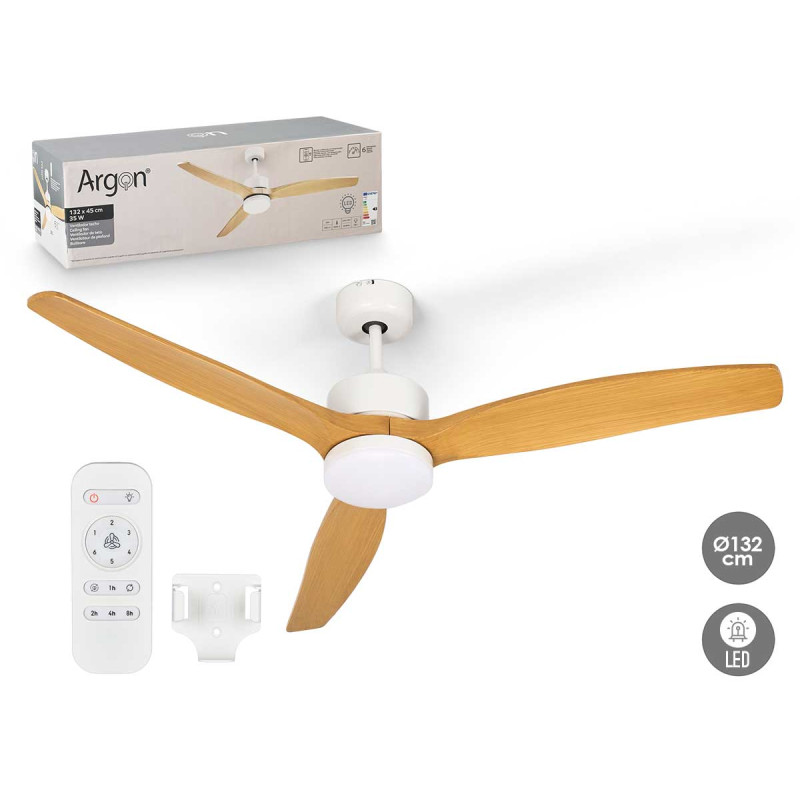 VENTILADOR TECHO LUZ 3 ASPAS EFECTO MADERA 40W