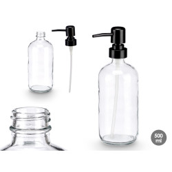 DOSEADOR EM VIDRO REDONDO TRANSPARENTE 500ML 