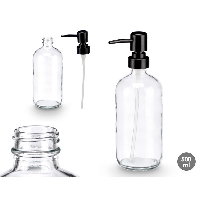 DISPENSER VETRO ROTONDO TRASPARENTE 500ML