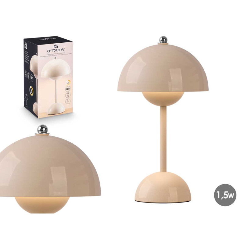 LAMPE CHAMPIGNON BOULE BEIGE 1.5W