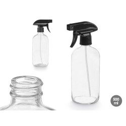 PULVERIZADOR EM VIDRO REDONDO TRANSPARENTE 500ML 