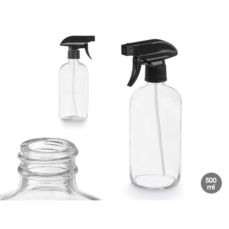POLVERIZZATORE VETRO ROTONDO TRASPARENTE 500ML