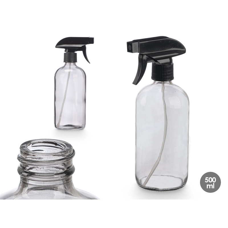 POLVERIZZATORE VETRO ROTONDO GRIGIO 500ML