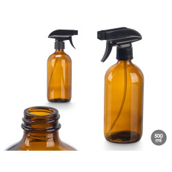 PULVERIZADOR EM VIDRO REDONDO CASTANHO 500ML