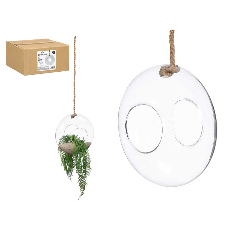 VASE SUSPENDUE CORDE BOULE MOYEN