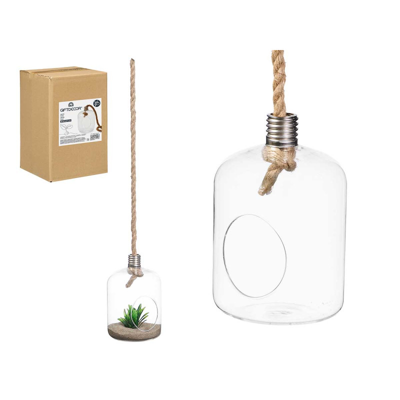 VASE SUSPENDUE BOULE CORDE FORME AMPOULE MOYEN