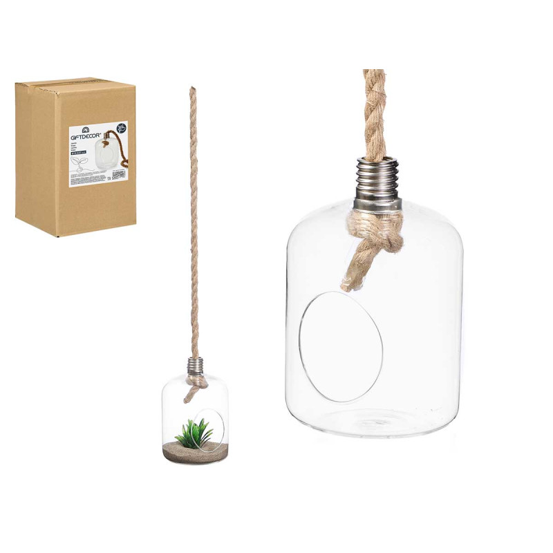 VASE SUSPENDUE BOULE CORDE FORME AMPOULE PETIT