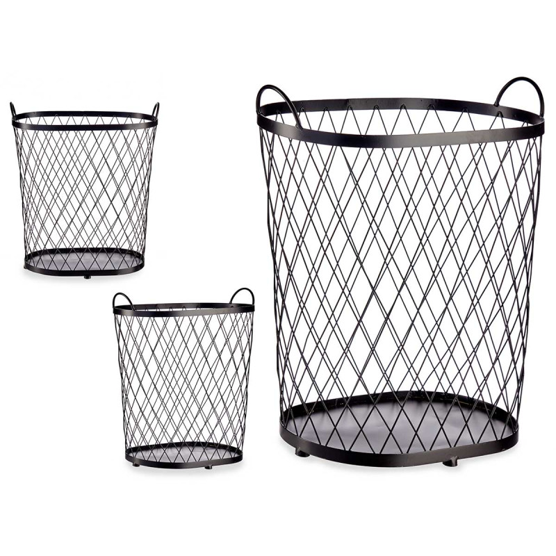 BLACK METAL BASKET WITH HANDLES