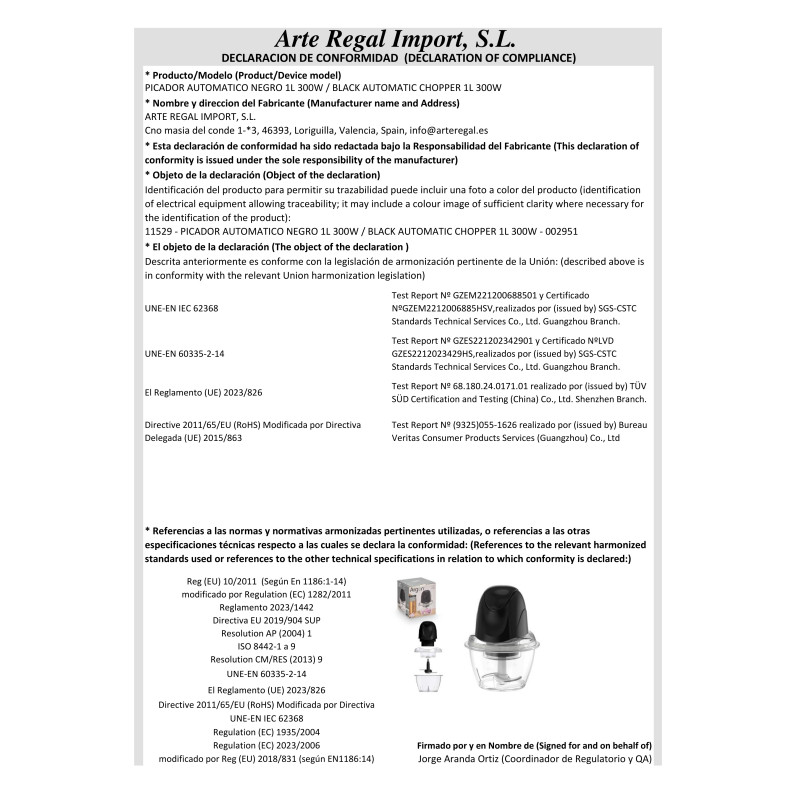 TRITAGHIACCIO AUTOMATICO NERA 1.L 300W