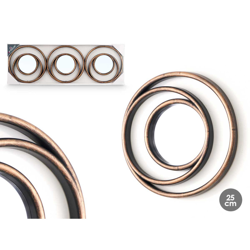 SET 3 MIRROWS GOLDEN BLACK RINGS 