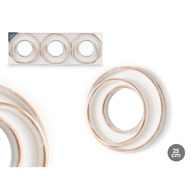 SET 3 ESPEJOS AROS BLANCO DORADO