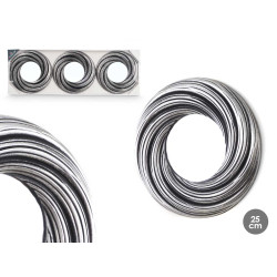 SET 3 ROUNDED MIRROWS BLACK AND SILVER WAVES
