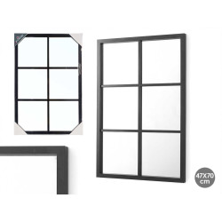ESPELHO RECTANGULAR 6 QUADRADOS PRETO