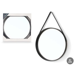 MIROIR ROND À SUSPENDRE NOIR