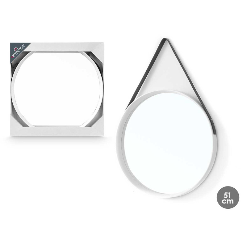 MIROIR ROND À SUSPENDRE BLANC