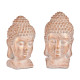 TETE BOUDDHA POLYRESINE MOYENNE BLANCHE ET OR 