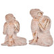 BOUDDHA POLYRSINE ASSIS TETE COTE GAUCHE BLANC OR 