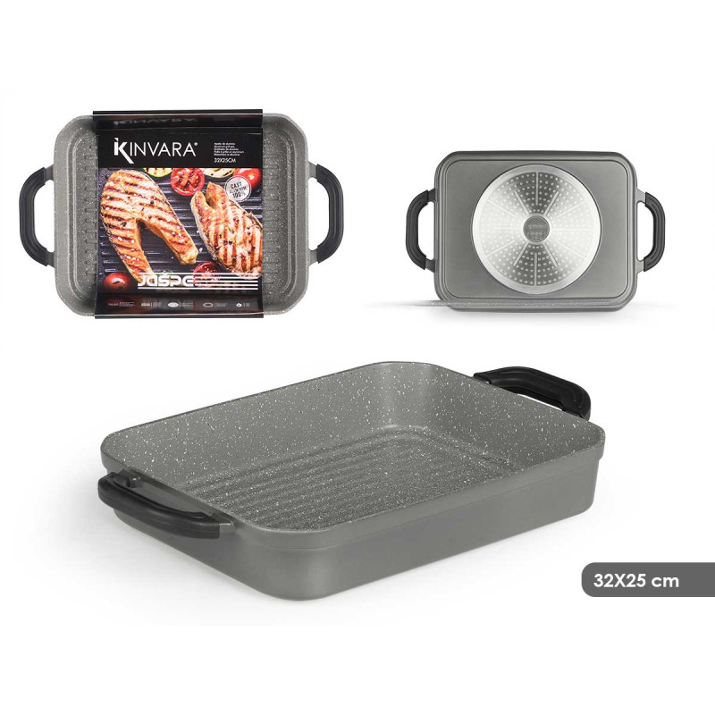 GRAY ROASTER 32X25CM DEEP ALUMINIUN INDUCTION