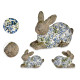 FIGURA POLIRESINA CONEJO MOSAICO AZUL