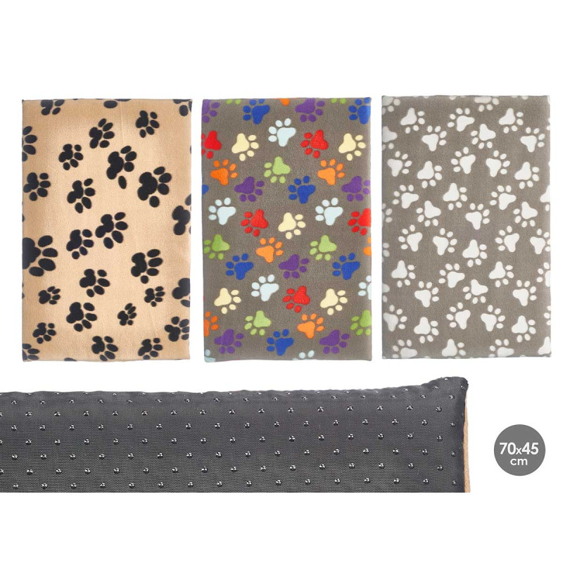 LIT POUR ANIMAUX EMPREINTES ASSORT 3 C 70X45CM