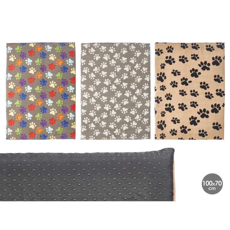 LIT POUR ANIMAUX EMPREINTES ASSORT 3 C 100X70CM