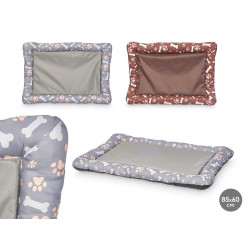 CUNA MASCOTA RECT HUESO HUELLAS SURT 2 COL 85X60CM