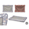 RECTANGULAR PET BED BONE PAWS ASSORT2 COL 85X60CM