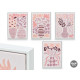 TABLEAU TOILE CADRE BLANC VASES ROSE ASSORT 4