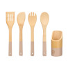 SET 4 UTENSILIOS COCINA SOPORTE BAMBU SURT 3 COL
