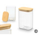 TARRO RECTANGULAR BOROSILICATO 1,4L TAPA BAMBU