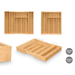 RANGE-COUVERTS EN BAMBOU 7 COMPARTIMENTS PLIANTE