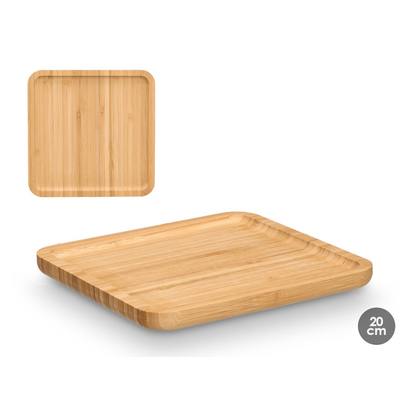 BANDEJA EM BAMBU QUADRADA 20X20CM