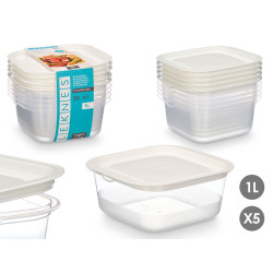 SET 5 PORTAPRANZO PLASTICA QUADRATI 1000ML 
