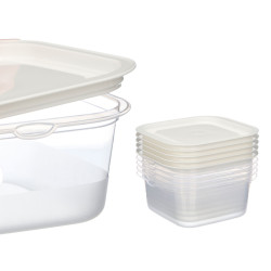 SET 5 PLASTIC SQUARE LUNCH BOX 1000ML 