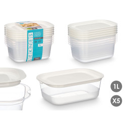 SET 5 FIAMBRERAS PLASTICO RECTANGULAR 1000ML