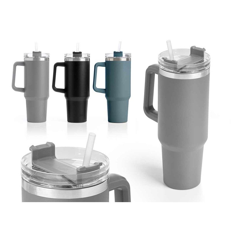 BICCH TERMIC 1200ML MANICO CANNUC ASS 3COL SCURI