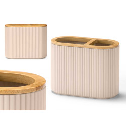 PORTASPAZZOLE A RIGHE DOPPIO BAMBU BEIGE 