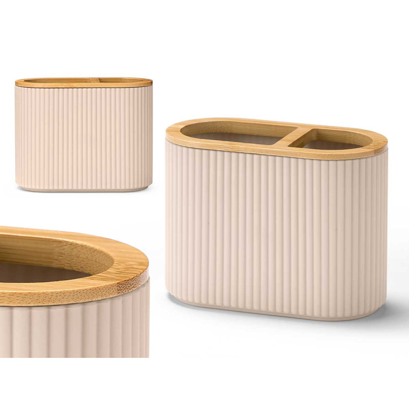 COPO WC DUPLO BAMBU RISCAS BEGE