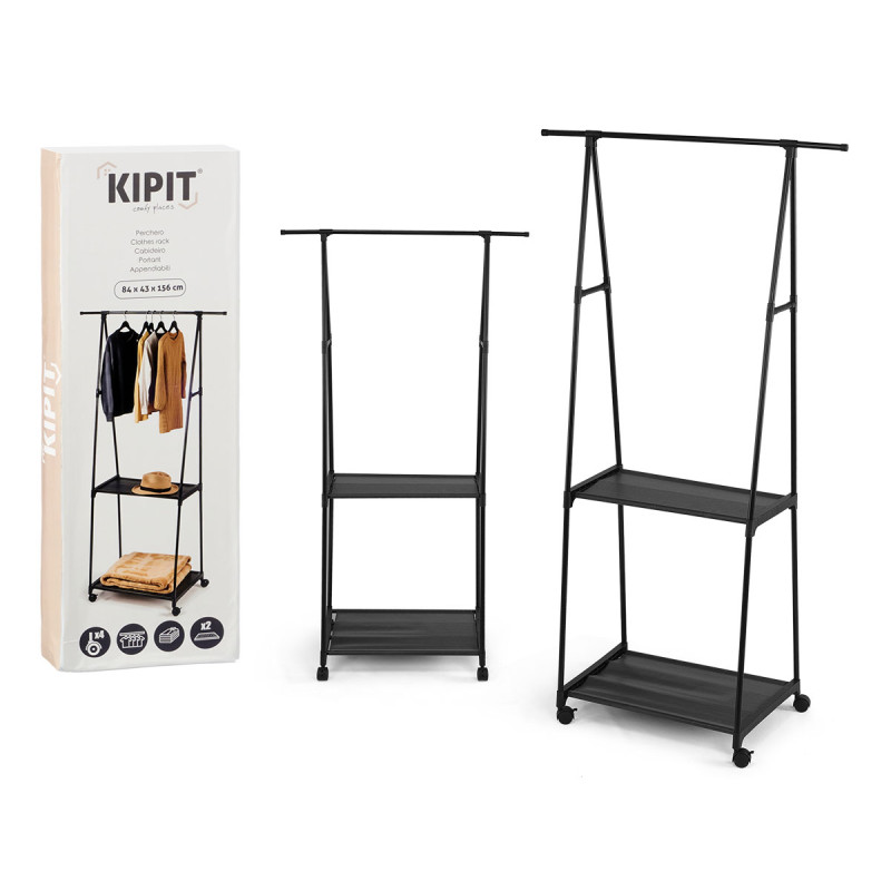 DOUBLE SHELF CLOTHES RACK ON WHEELS 