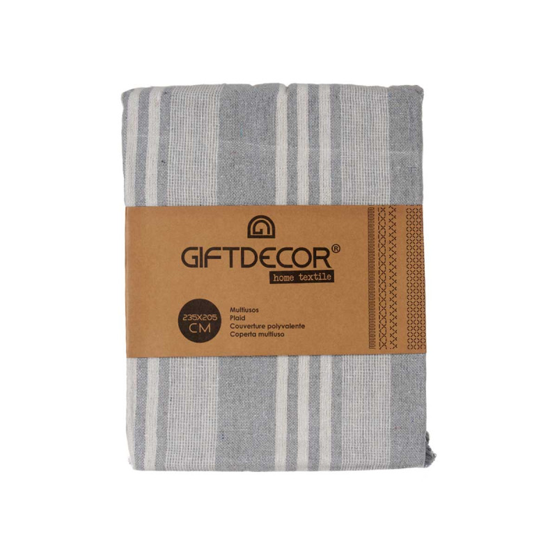 235X205CM LIGHT GREY STRIPES PATTERN MULTIPURPOSE 