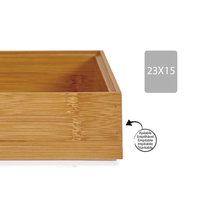 STACKABLE BAMBOO BOX 23X15CM