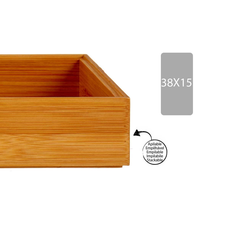 STACKABLE BAMBOO BOX 38X15CM