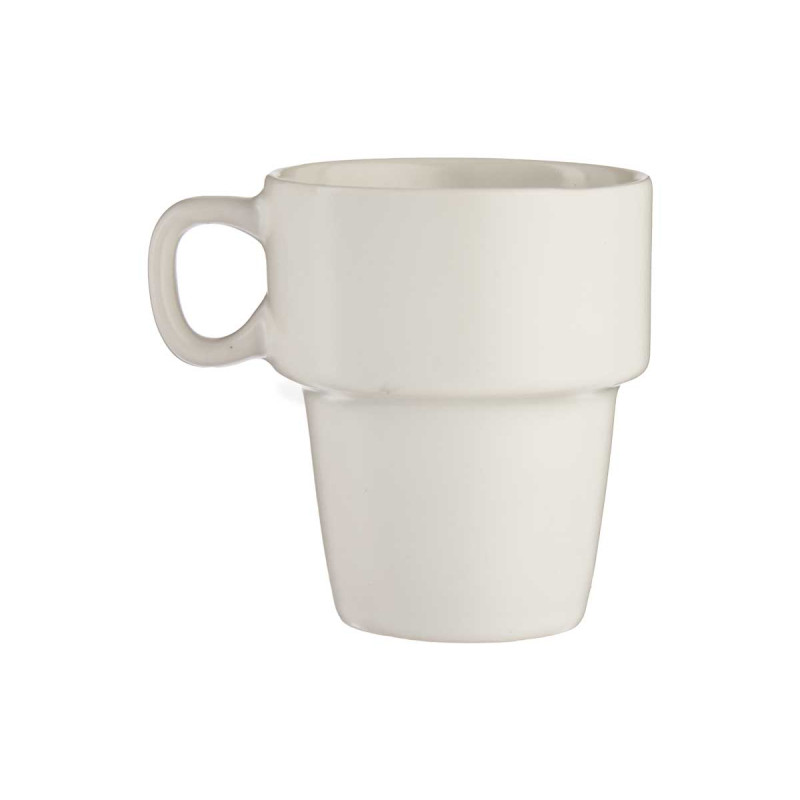 36CL SET 6 WHITE PORCELAIN STACKABLE MUGS W BASE 