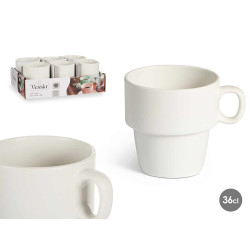 TAZZA COLAZIONE PORCELLANA IMPILABILE BIANCO 36CL
