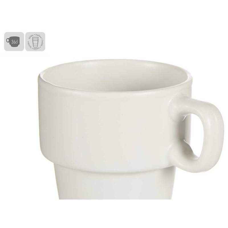 TAZZA COLAZIONE PORCELLANA IMPILABILE BIANCO 36CL