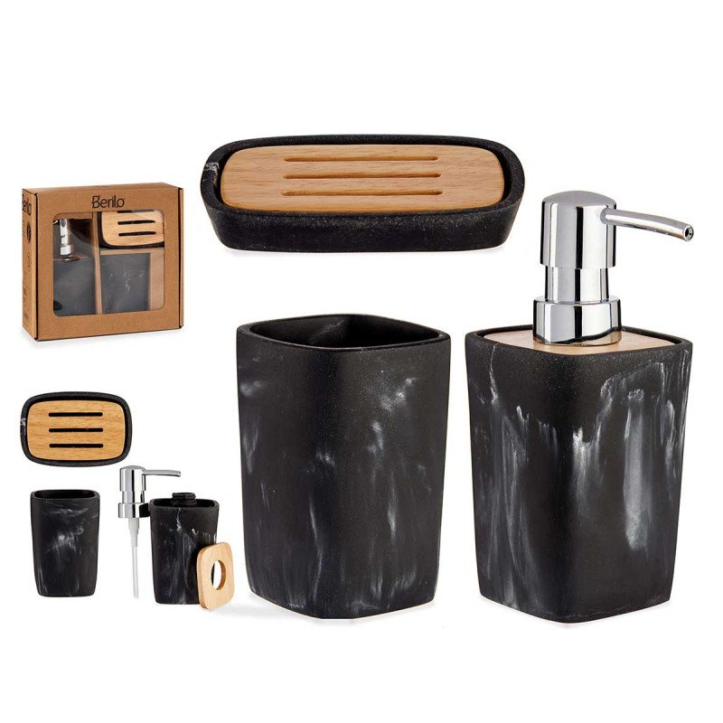 SET BAÑO PLASTICO BAMBU NEGRO