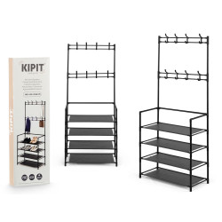 4-SHELF SHOE RACK  WITH CLOTHES HANGING RAIL 